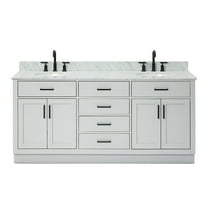 Ariel Hepburn 73 In. Double Oval Sink Vanity With Carrara White Countertop In Grey