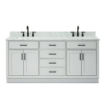 Ariel Hepburn 73 In. Double Rectangle Sink Vanity With Carrara White Countertop In Grey