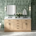 thumbnail image 1 of Ariel Hepburn 73 Inch Double Rectangle Sink Bathroom Vanity With Italian Carrara Marble Countertop 1.5 Inch Edge In Oak, 1 of 10