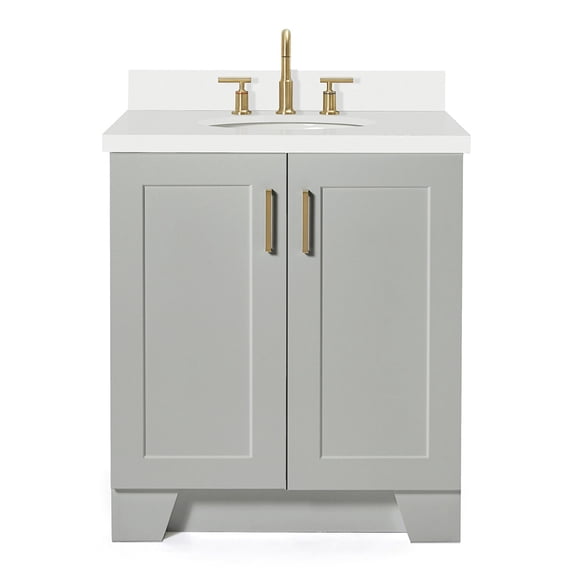 Ariel Taylor 31 In. Oval Sink Vanity With White Quartz Countertop In Grey