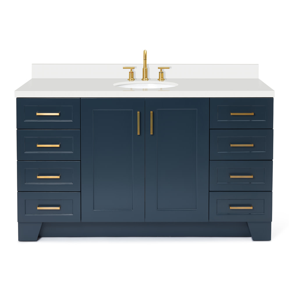 Ariel Taylor 61 In. Oval Sink Vanity With White Quartz Countertop In Midnight Blue