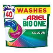 Ariel The Big One PODS , Washing Liquid Laundry Detergent Capsules 40 Washes, Colour, 2X Stain & Odour Removal, Fast Dissolving Even in Cold