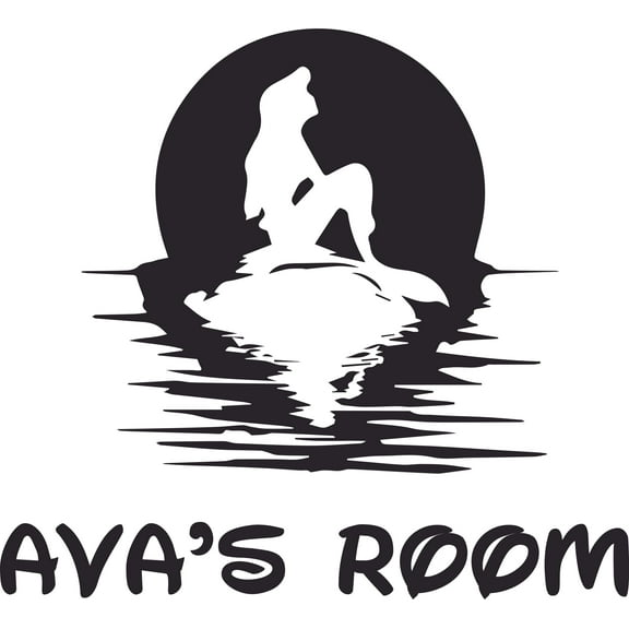 Ariel The Little Mermaid Cartoon Design Customized Name Wall Decal - Custom Vinyl Wall Art - Personalized Name - Baby Girls Boys Kids Bedroom Wall Decal Room Decor Sticker Decoration Size (20x18 inch)