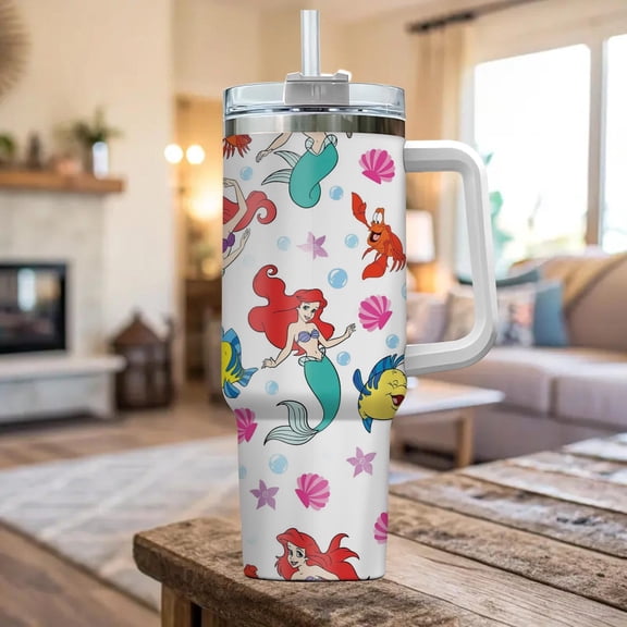 Ariel Tumbler 40Oz, Little Mermaid Stainless Tumbler, Princess Sea Coffee Tumbler, Disney Girls Trip Cup, Magic Kingdom Merch