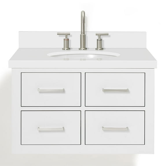 Ariel W031swqovo Hutton 31" Wall Mounted Single Basin Vanity Set - White / Pure White Top