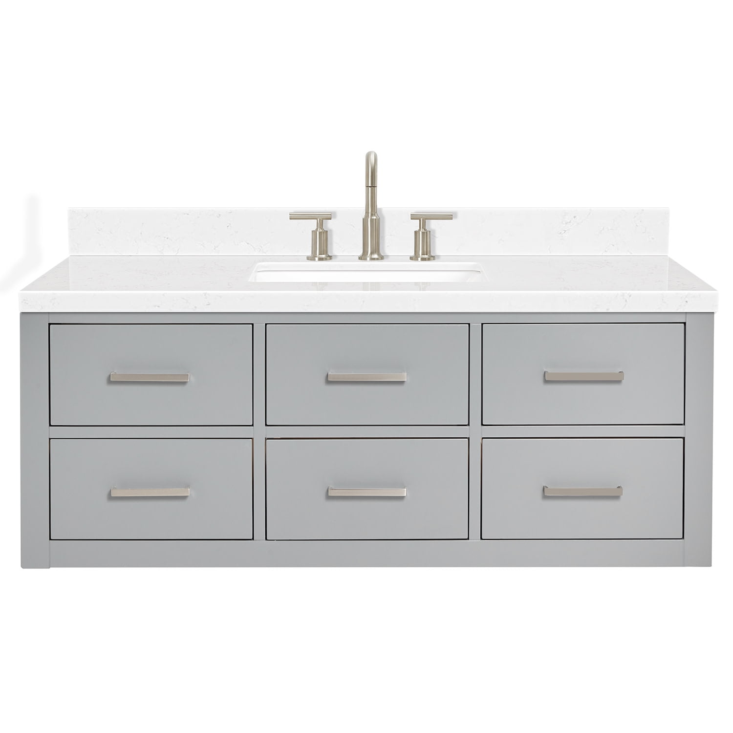 Hutton 48" Gray Wall-Mount Vanity with Carrara Quartz Top