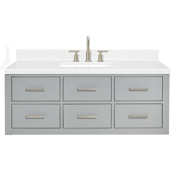 Ariel W048scqrvo Hutton 48" Wall Mounted Single Basin Vanity Set - Grey / Carrara White