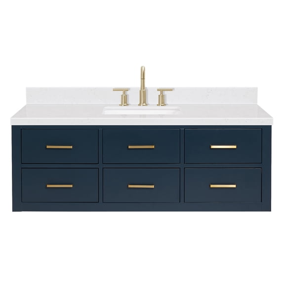 Ariel W054SCQRVOMNB Hutton 54" Wall Mounted Single Basin Vanity Set - Midnight Blue /