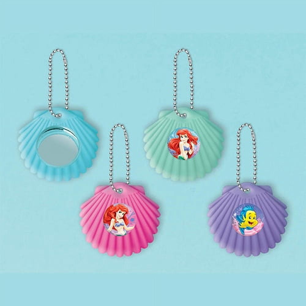 Ariel the Little Mermaid Sparkle Mirror Shell Keychains / Favors (12ct