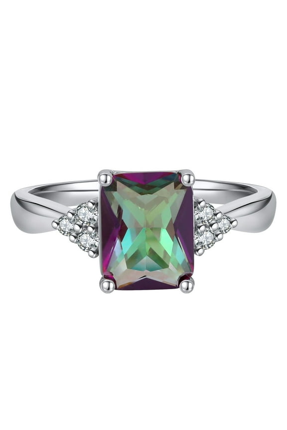 Ariella Engagement Ring 2.62Ct Mystic Topaz Emerald Cut Cubic Zirconia Ginger Lyne Collection