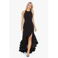 thumbnail image 1 of "Arielle" Scuba Crepe Ruffle Slit Gown, 1 of 3