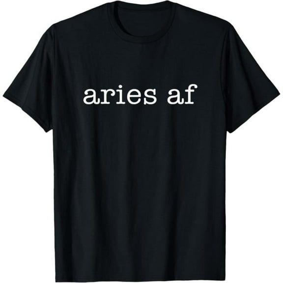 Aries AF Zodiac T Shirt Graphic Tees April Birthday Top Vintage Cotton Short Sleeve Round Neck Black S-5XL