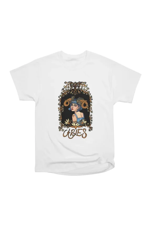 Aries Art Nouveau Zodiac T-Shirt Tee Gift For Him Merch For Her Apparel For Friend