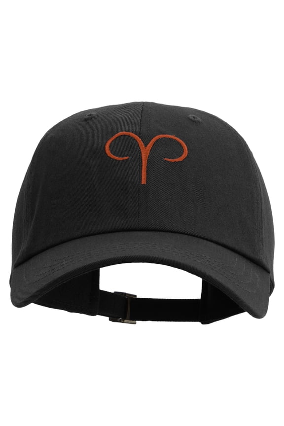 Aries Astrology Embroidered Dad Style Unstructured Low Profile 6 panel Cotton Cap - Black OSFM