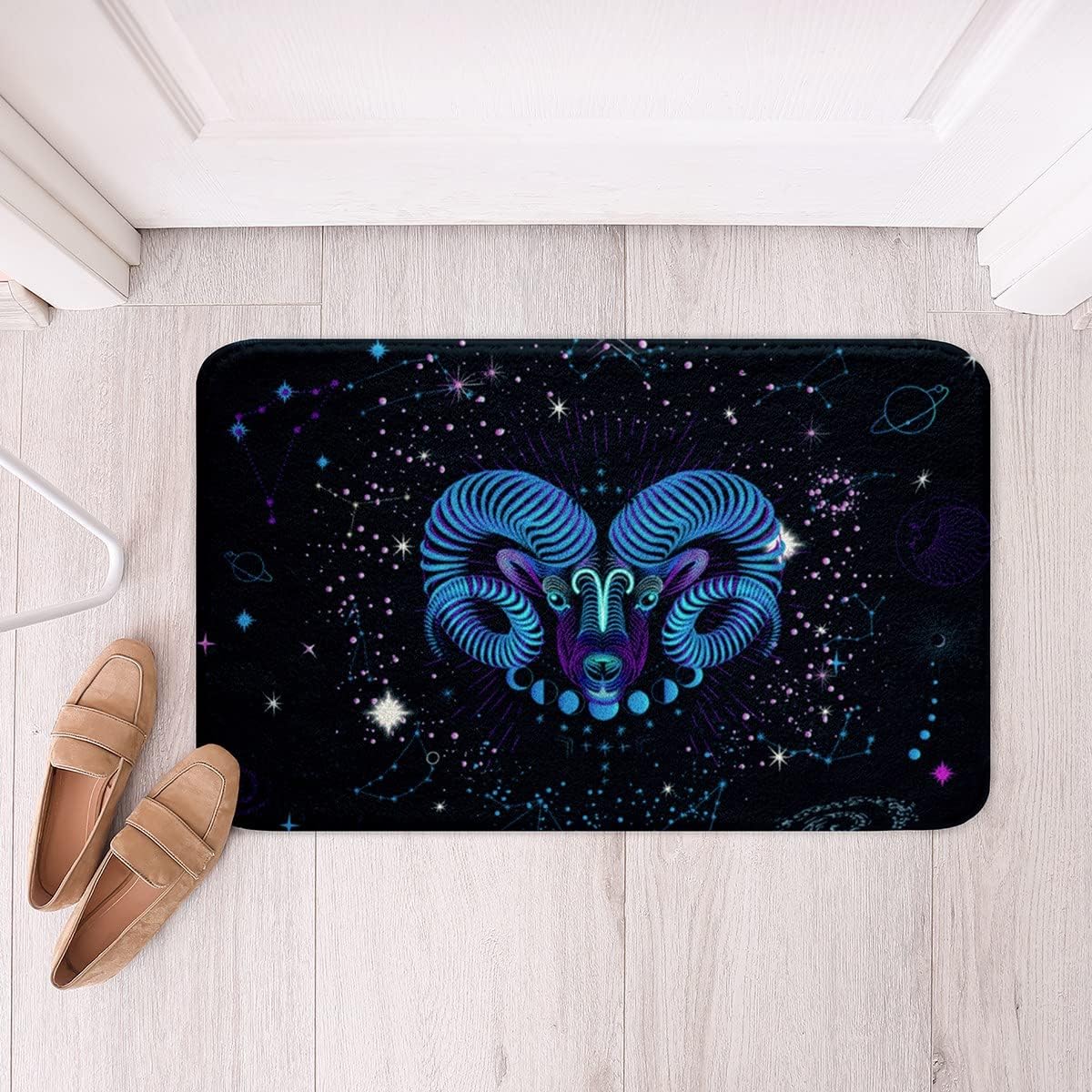 Aries Bathroom Mat Hippie Nebula Bath Rug Trippy Zodiac Astrology