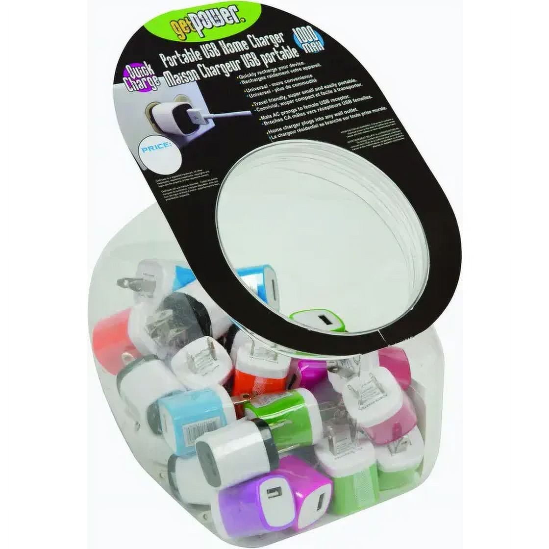 Aries CWPACUSBMULTI Assorted Color Single USB Slow Charge 1 Amp Mini Wall Power Adapter, Each