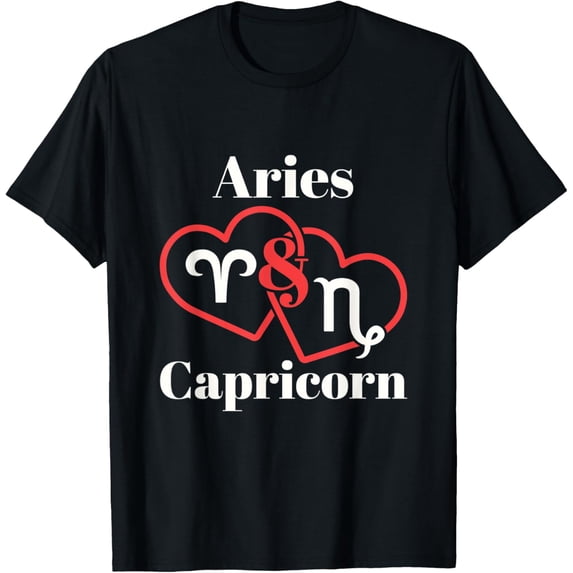Aries Capricorn Zodiac Couples Astrology Heart Valentine T-Shirt