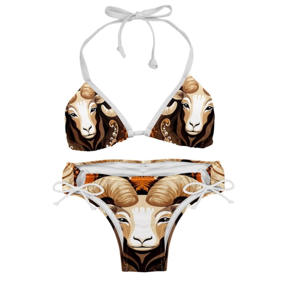 Aries Constellation Detachable Sponge Adjustable Strap Bikini Set Two-Pack Swim Suits - Ideal for Beach and Pool Scenes