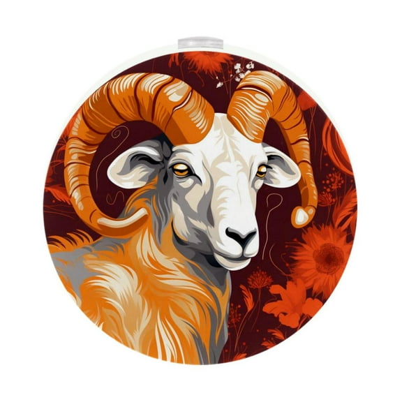 Aries Constellation LED Round Night Light-2PCS, Motion Sensor Plug-in Nightlight - Energy Efficient Bathroom Night Lights for Kids, Bedroom, Hallway with Dusk to Dawn Sensor