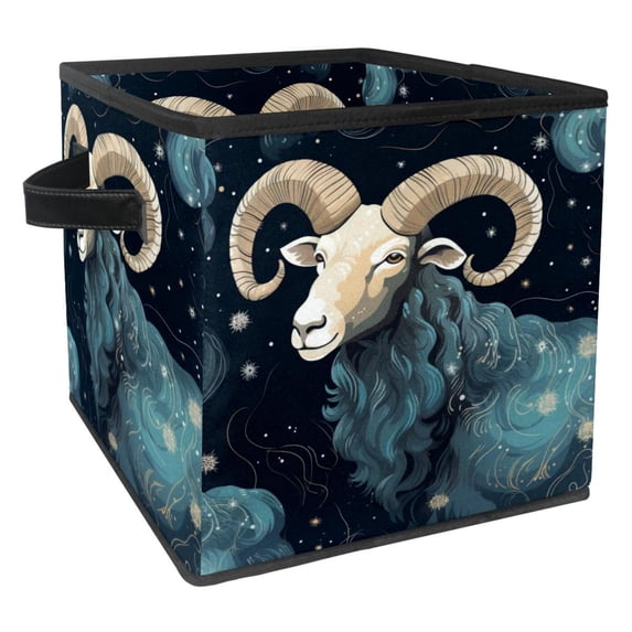 Aries Constellation Large Capacity Foldable Storage Basket with Handle 10.8"x10.5"x10.6" - Storage Bins, Storage Bin, Storage Box