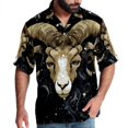 thumbnail image 1 of Aries Constellation Men's Casual Button Down Short Sleeve Hawaiian Printed Summer Beach Shirts, 1 of 6