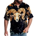 thumbnail image 1 of Aries Constellation Men's Hawaiian Button Down Short Sleeve Casual Printed Summer Beach Unisex Shirt, 1 of 6