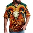 thumbnail image 1 of Aries Constellation Men's Poplin Casual Printed Button Down Short Sleeve Summer Beach Shirts Unisex, 1 of 6