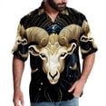 thumbnail image 1 of Aries Constellation Men's Short Sleeve Button Down Hawaiian Beach Printed Casual Shirts, 1 of 6