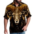 thumbnail image 1 of Aries Constellation Men's Short Sleeve Hawaiian Print Button Down Beach Shirt, 1 of 6