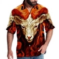 thumbnail image 1 of Aries Constellation Men's Short Sleeve Poplin Shirts, Casual Printed Button Down Tops for Summer Beach, Unisex with Spread Collar, 1 of 6