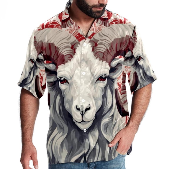 Aries Constellation Men's Short Sleeve Printed Button Down Hawaiian Beach Shirts