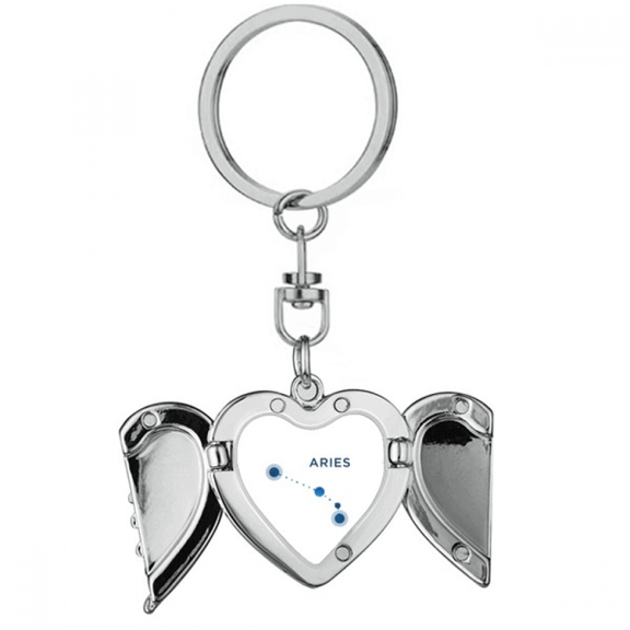 Aries Constellation Sign Zodiac Heart Angel Wing Key Chain Holder