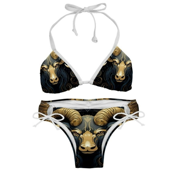 Aries Constellation Swimsuit Women Bikini Set with Detachable Sponge and Adjustable Strap, Two-Pack, Beach Pool Vacation.