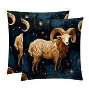 Aries Constellation Throw Pillow Inserts Set Covers of 2 Decorative Velvet Throw Pillows with Unique Patterns - 16x16, 18x18, 20x20 Inches for Home Decor and Gifts