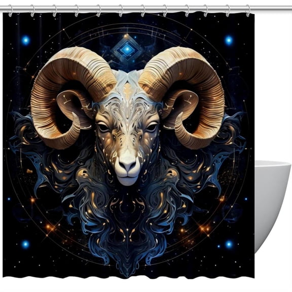 Aries Constellation Waterproof Printed Bathroom Curtain Sets with Hooks - Stylish Shower Curtain for Bathroom Decoration