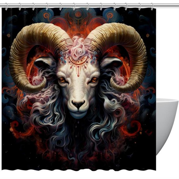 Aries Constellation Waterproof Printed Shower Curtain Set with Hooks - Bathroom Decoration Option