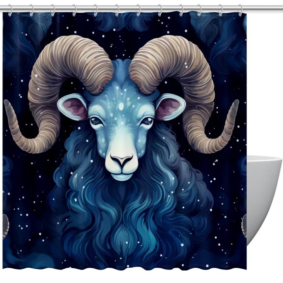 Aries Constellation Waterproof Printed Shower Curtain Set with Hooks - Bathroom Decoration