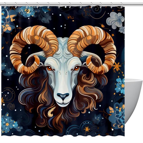 Aries Constellation Waterproof Shower Curtain Set with Hooks, Printed Bathroom Decoration - Shower Curtain Sets and Curtain Sets with Stunning Designs for Your Bathroom Décor