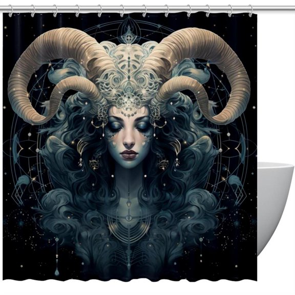 Aries Constellation Waterproof Shower Curtain Set with Hook, Printed Design for Bathroom Decoration - Shower Curtain Sets