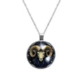 thumbnail image 1 of Aries Constellation Women's Circular Glass Design Pendant Necklace, 1 of 5