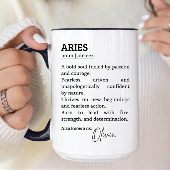 Aries Definition Mug Zodiac Dictionary Coffee Cup Personalized Aries Gift