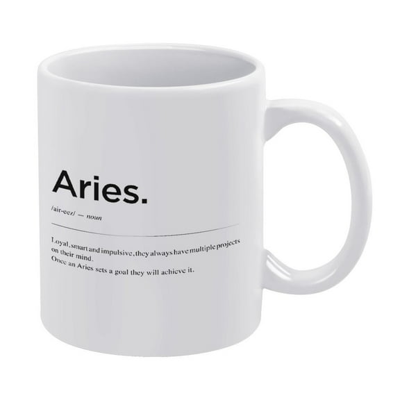 Aries Definition,Zodiac Mug Gift ,Astrology Mug, Gift For Aries,Zodiac Print,White Mug,Funny Coffee Mug,The Best Gift for Colleagues,Parents,And Grandparents,110z Men And Women