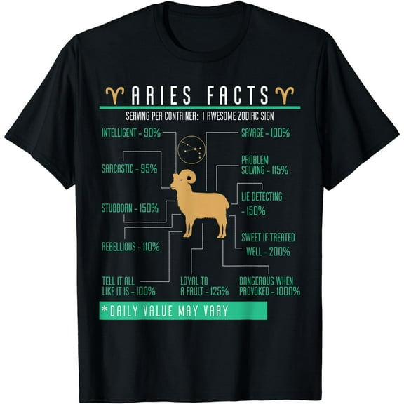 Aries Facts Birthday Zodiac Sign Personality Horoscope T-Shirt