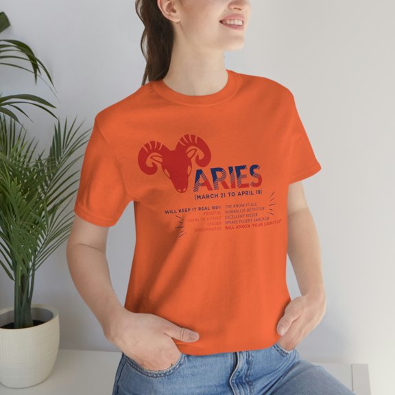 Aries Facts Zodiac Horoscope Astrology Birthday Short Sleeve Tee Shirt