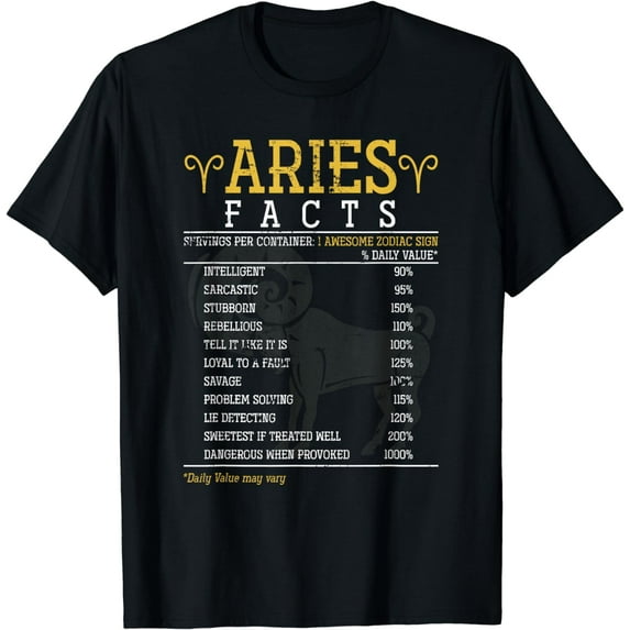 Aries Facts Zodiac Sign T-Shirt Astrology Zodiac Sign Tees