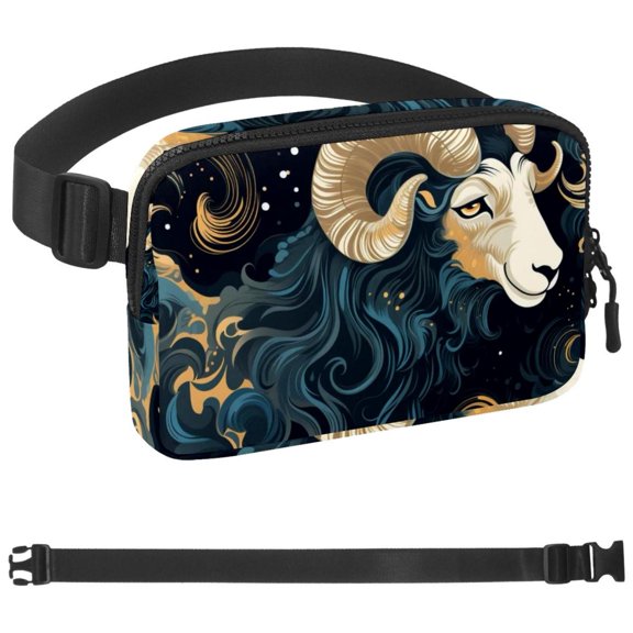 Aries Fanny Pack Belt Bag for Women and Men, Fashionable Waist Pack with Adjustable Strap for Traveling, Hiking, Jogging, Cycling