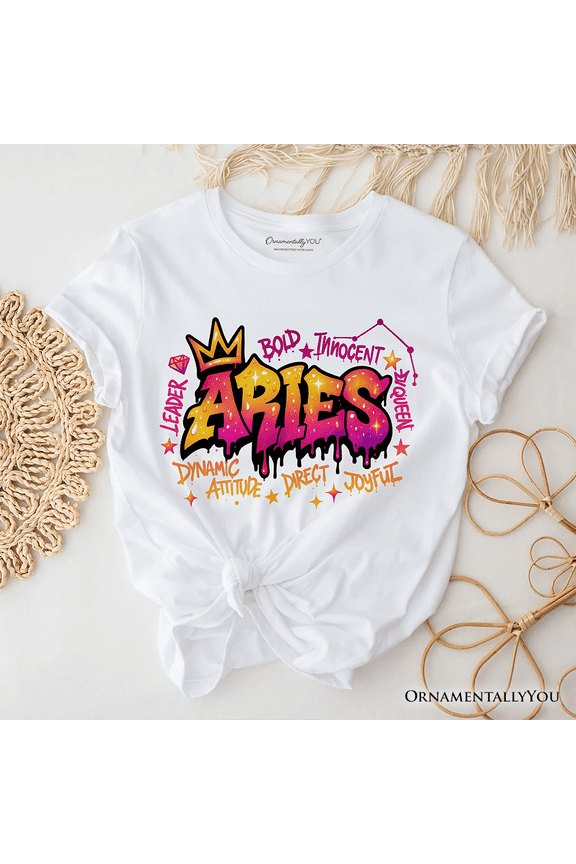 Aries Graffiti Zodiac T-Shirt, Street Style Astrology Horoscope Tee
