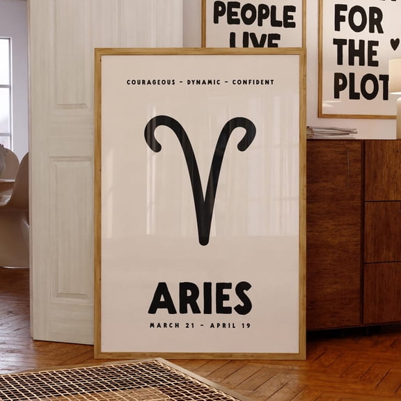 Aries Horoscope Trendy Zodiac Wall Art, Unframed Canvas Size 12x18