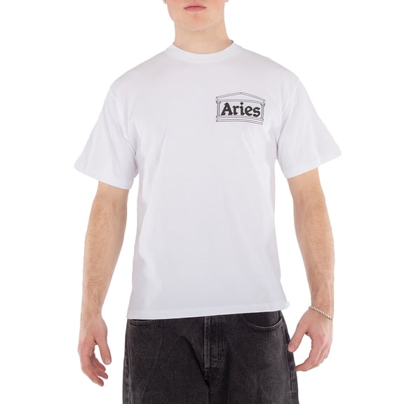 Aries Men's White Temple SS Cotton Tee, Size X-Small