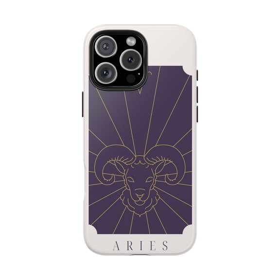 Aries Minimalistic Girly Tough Phone Case. Purple and Pink Zodiac Design - Samsung S26 P